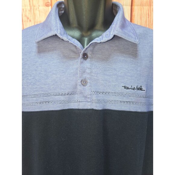 Travis Mathew Mens Polo Medium Purple Colorblock Pima Cotton Blend - Picture 3 of 9